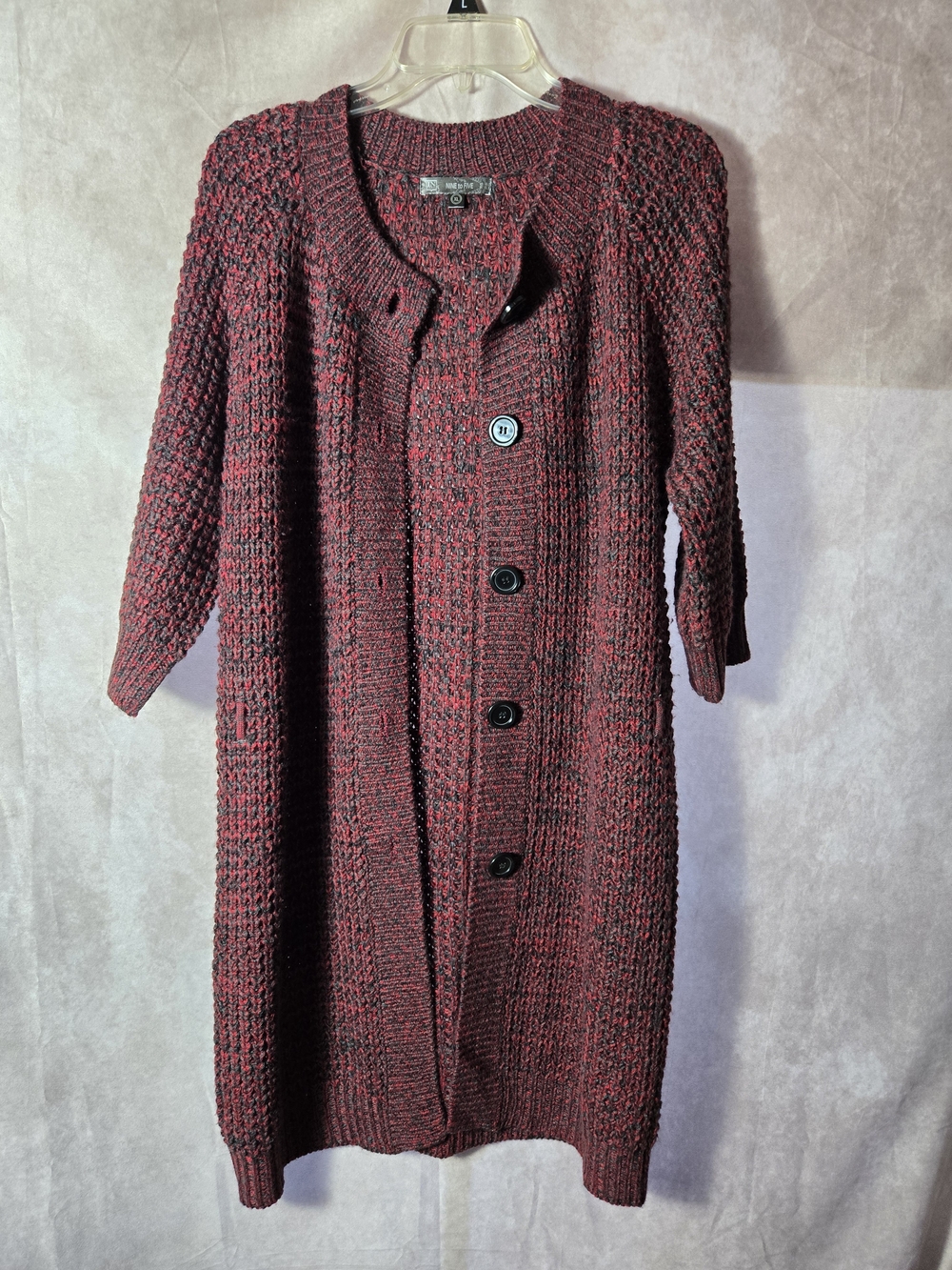 Long Knit Button-Front Cardigan Sweater - Burgundy